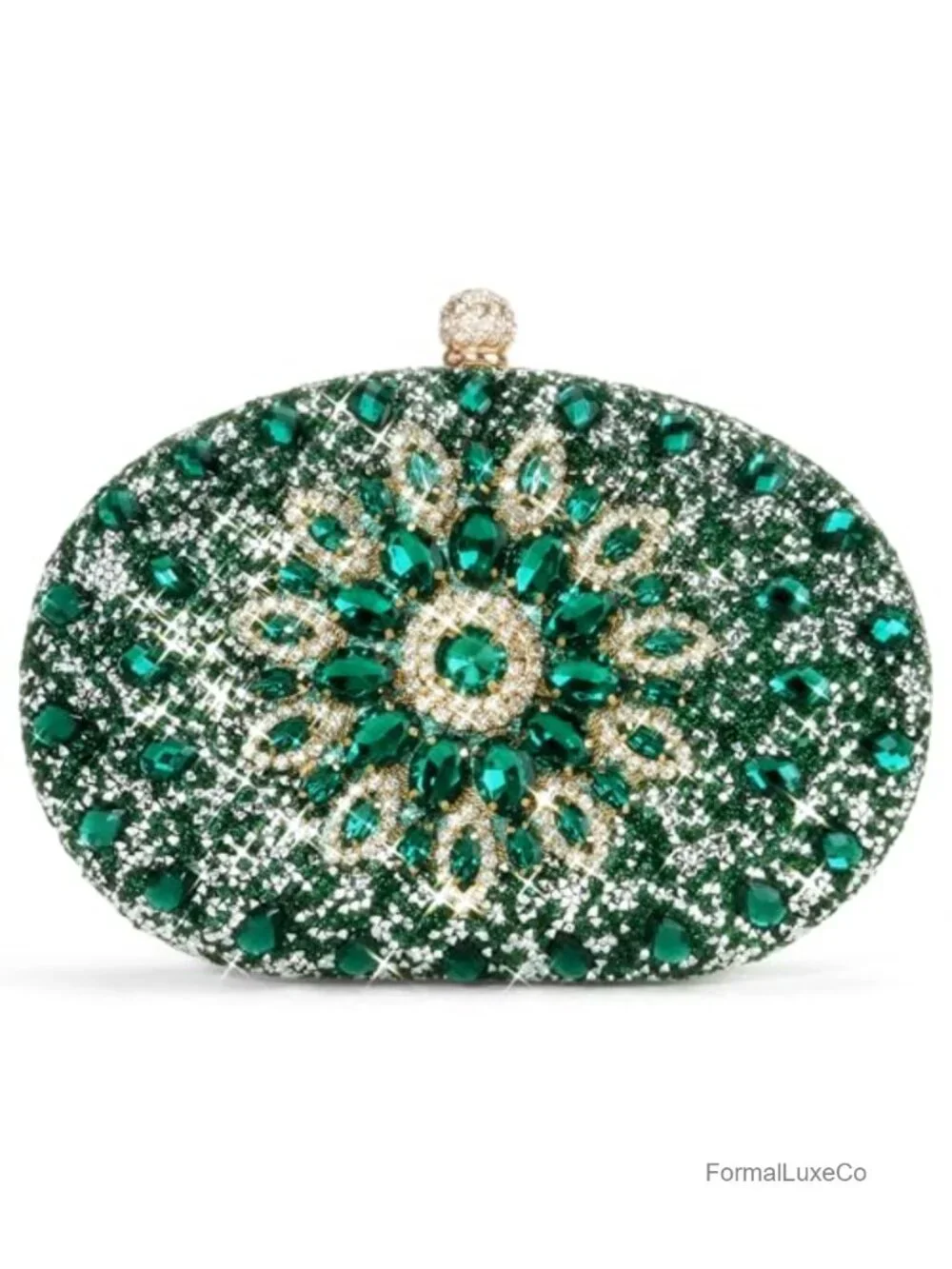 Rhinestone Clutch Purse with Detachable Chain Evening Handbag